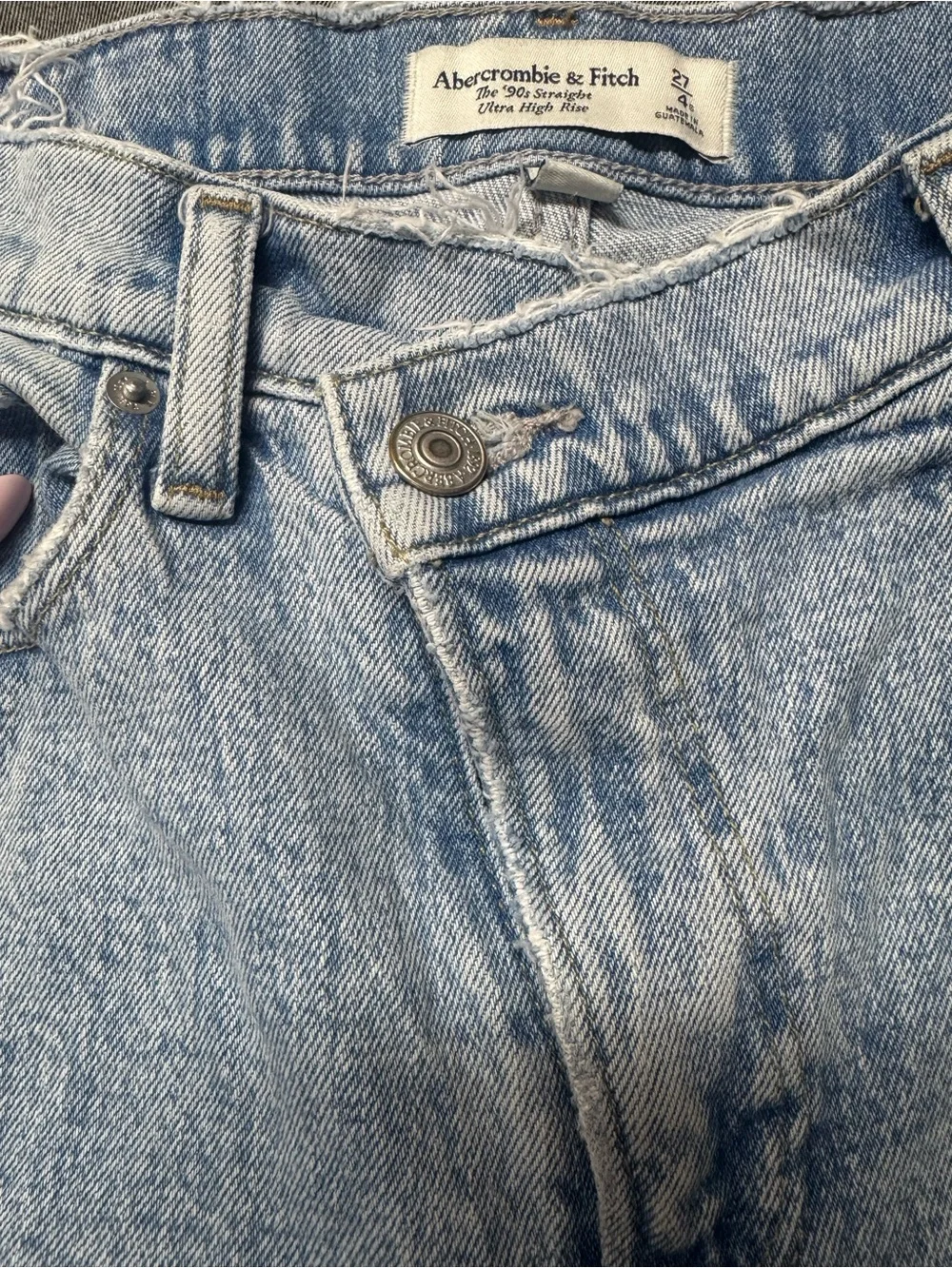 Abercrombie & Fitch Curve Love 90s Straight Ultra High Rise Criss Cross Jeans 27 - Picture 4 of 9